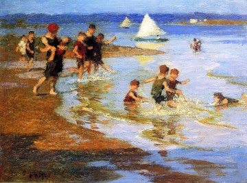 Potthast Tableau - enfants à jouer sur la plage Impressionniste Edward Henry Potthast